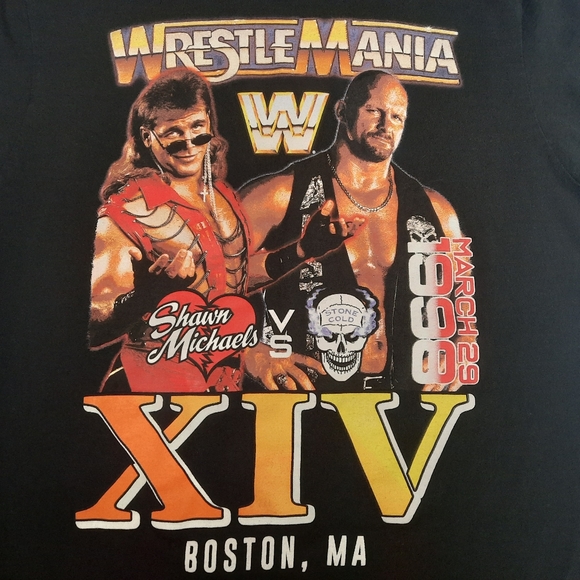 Mad Engine WWE Wrestlemania XIV Stone Cold vs Shawn Michaels 1998 Adult Sz M - Picture 2 of 8